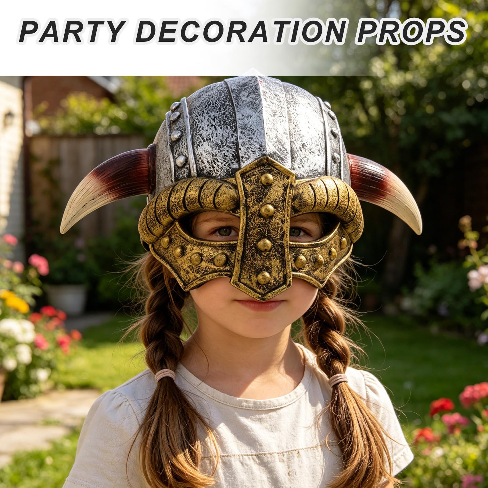 Cappello vichingo con corna di toro per bambini, decorazione per elmo da cavaliere medievale, cappello da guerriero medievale per giochi di ruolo e foto di scena.