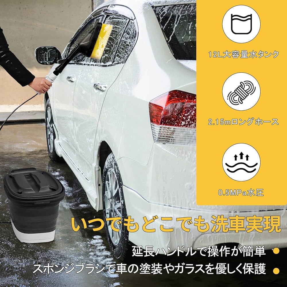 【新品】RYUSHO高圧洗浄機　折り畳みコンパクト収納 準備不要！水道・電源のない場所でも簡単洗浄 折りたためる