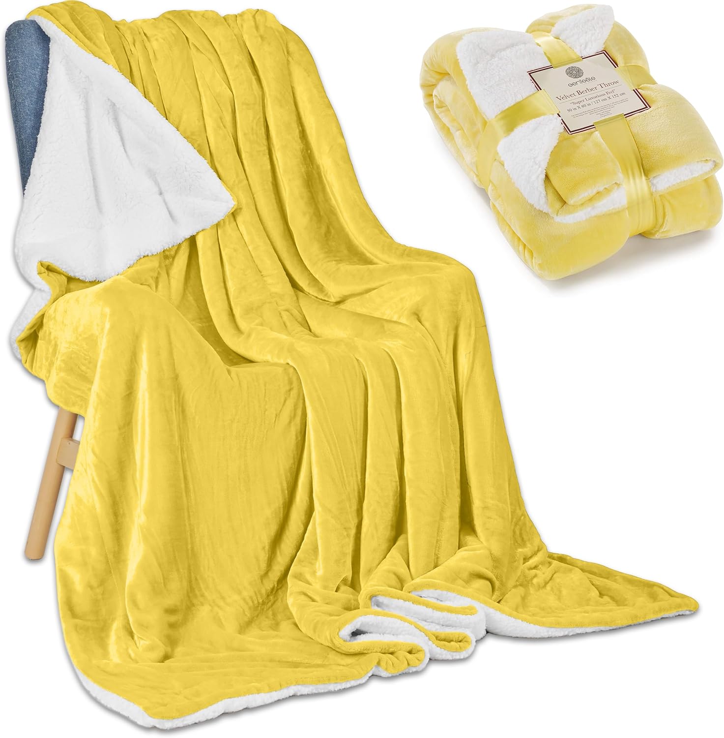 Genteele Sherpa Blanket 90 x 90 Inch Fuzzy, Super Soft