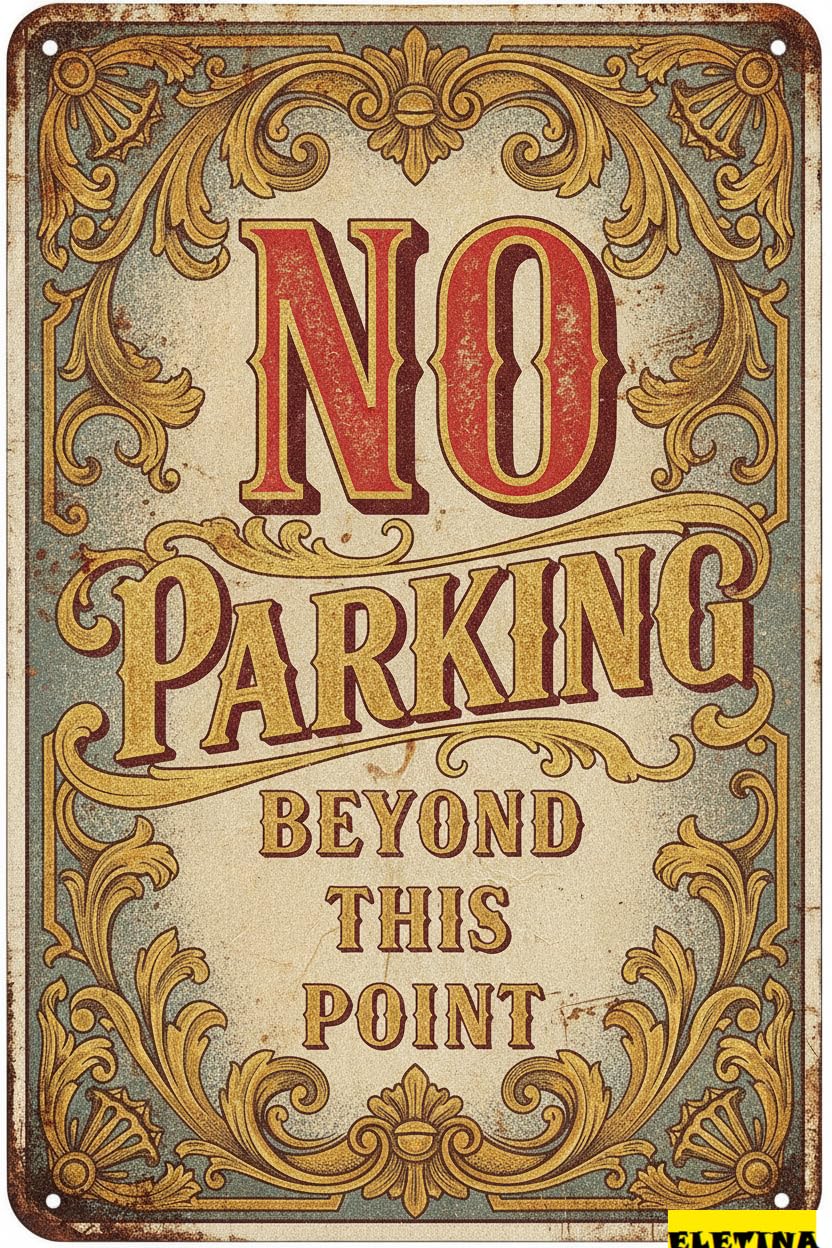 No Parking Beyond This Point Metal Warning Sign High Way Fence Yard Street Business Decor 8x12in