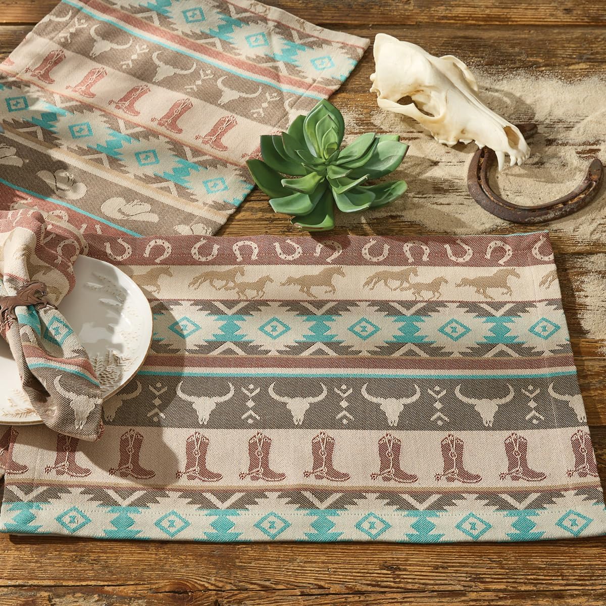 Park Designs Reusable Ranch Jacquard Table Runner, 13” x 36” Rustic Geo Dinner Mat Cover for Country Kitchen Decor, Southwestern Centerpiece Tabletop Display, & Farm Ranch Dining Room Decoration