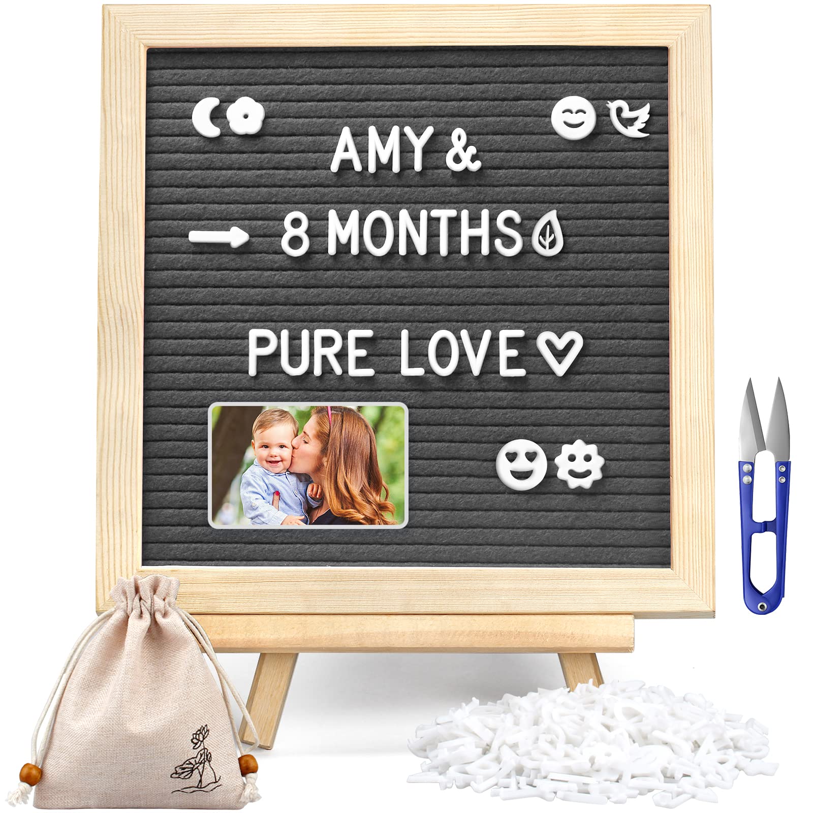 Felt Letter Board, Message Board Adjustable Stand, More Than 340 Letters and, for Menus, Pregnancy Announcement, Weddings, Party Planning(10 * 10) — image 1