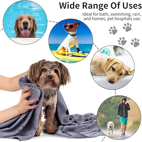 Miniatura 7 de Tiibot 12 toallas para perros para secar mascotas, cachorros, toalla de aseo para perros, toalla de microfibra absorbente, toalla de baño para