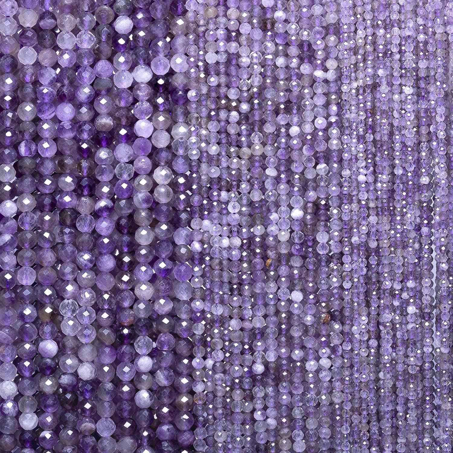 3mm 120pcs Natural Amethyst Stone Beads, Songxi Small Faceted Round Loose Gemstone for Jewelry Making, DIY Art and Craft, Bracelet Necklace (1 Strand)