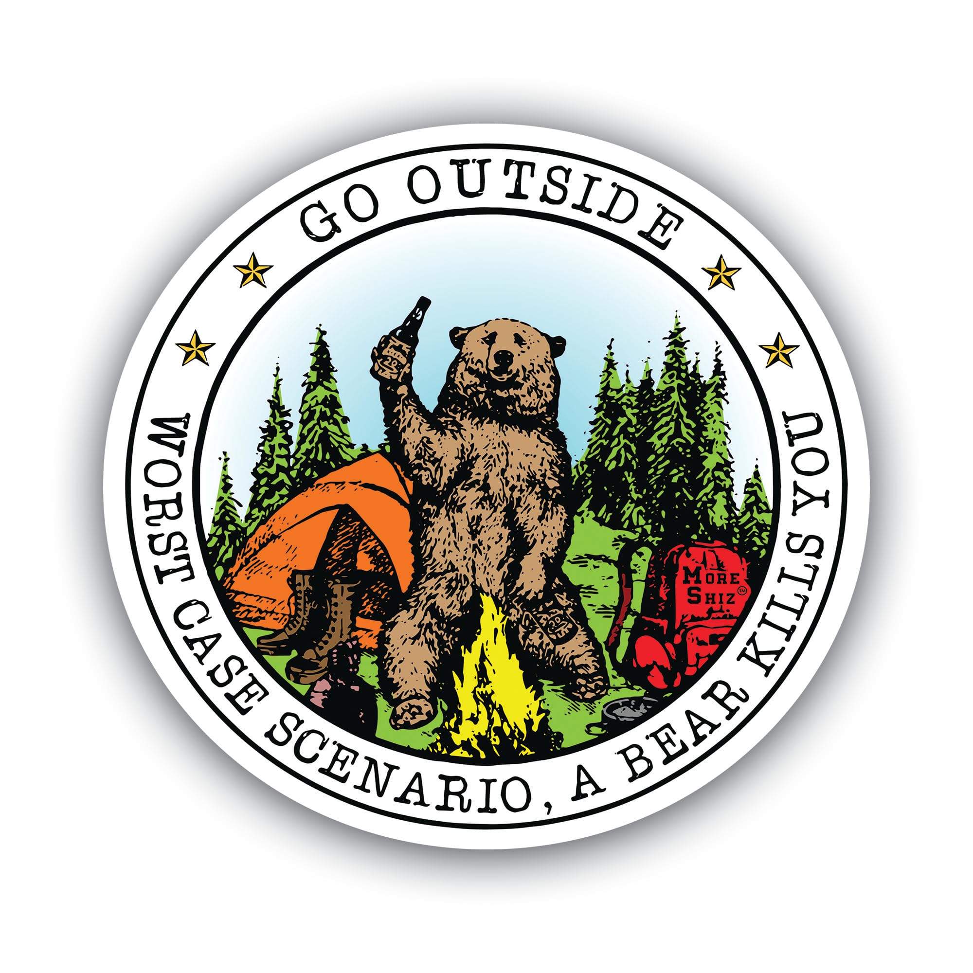 Funny Camping Sticker – “Go Outside Worst Case Scenario A Bear Kills You” – 5 Inch Waterproof Vinyl Decal for Laptops, Water Bottles, Coolers, Cars, Campers, Hiking Gear - MKS1644