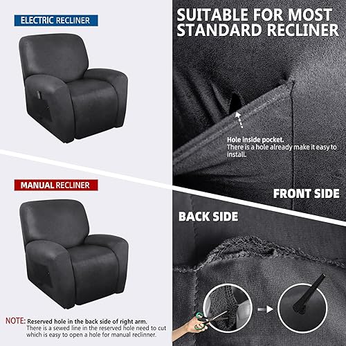 Miniatura 3 de molasofa Fundas para sillas reclinables, 4 piezas, fundas reclinables grandes con bolsillo, funda suave y elástica para silla reclinable para niño