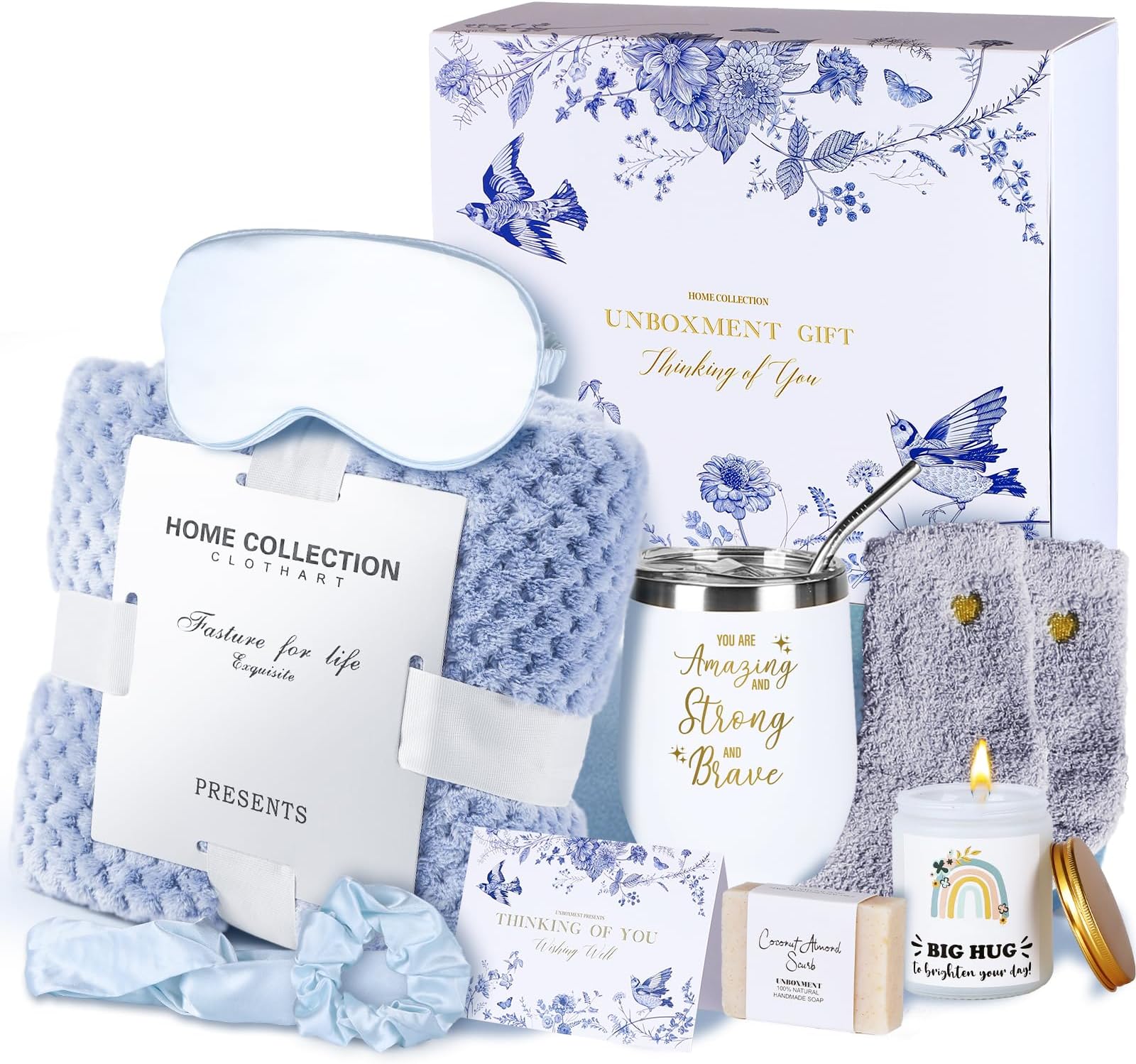 Get Well Soon Gifts for Women, Self Care Package with Blanket, Spa Gift Basket for Sick Friends, Feel Better After Surgery Sympathy Thinking of You