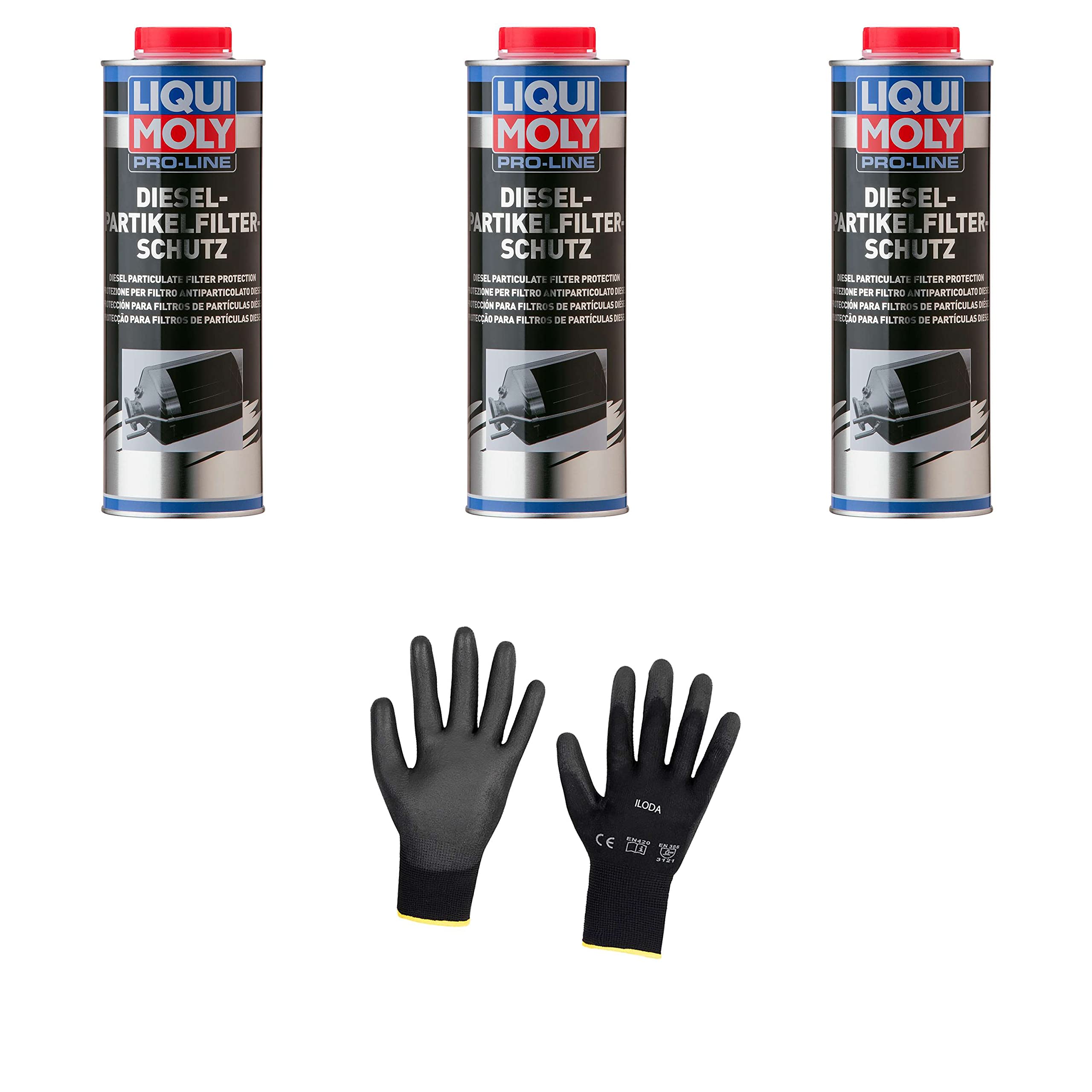 3xOriginal Liqui Moly 1l Pro-Line Dieselpartikelfilter-Schutz 5123 Schutzhandschuhe