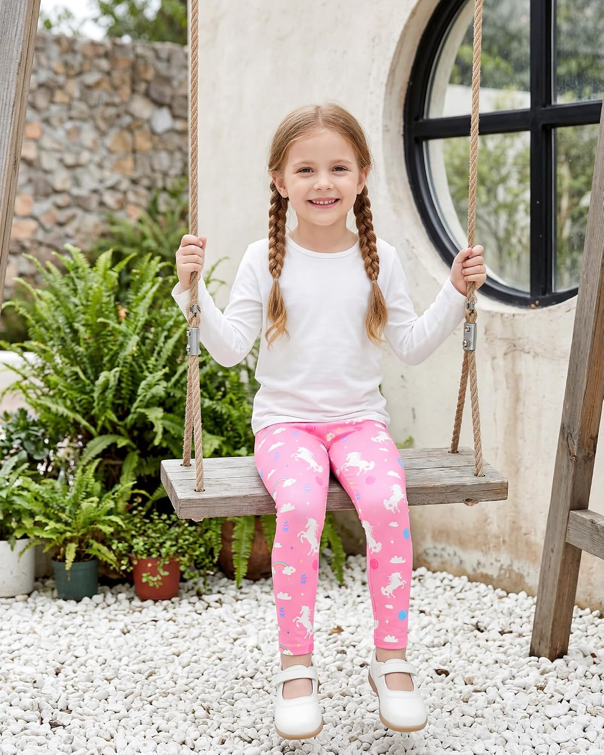 Kid Girls Unicorn Rainbow Mermaid Leggings Soft Stretchy Pants High Waist Slim Tights
