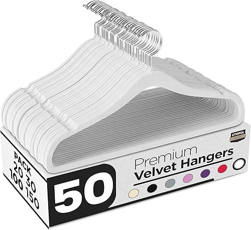 Vista 11 de Utopia Home Velvet Hanger - Paquete de 20 perchas delgadas antideslizantes de lujo para pantalones y abrigos, perchas fuertes que ahorran espacio