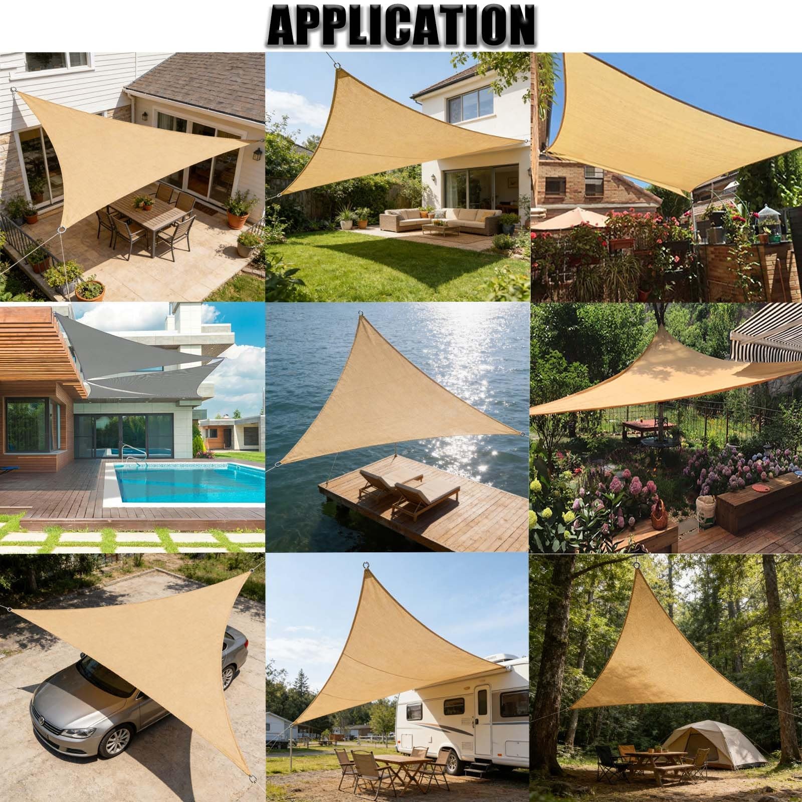 Żagiel Przeciwsłoneczny 195 x 195 x 195 cm HDPE Z 90% Filtrem Uv, Oddychająca, Z Luźną Liną Żagiel Ogrodowy, Zadaszenie Tarasu, Trójkątny Zadaszenie Na Baseny, Imprezy, Niebieskie niebo