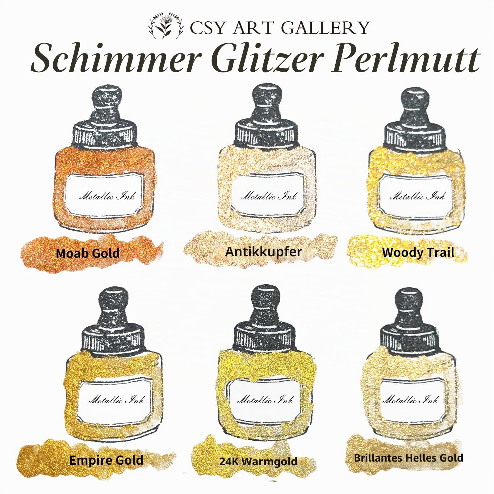Metallic-Acrylfarbe, wasserfeste Zeichentinte, 24-Karat-Gold-Alkohol-Tinte, Glimmerfarbe für Harz, Stein, Marker-Nachfüllung, Holz, Bastelarbeiten (Fallen Leaves Starlight Set)