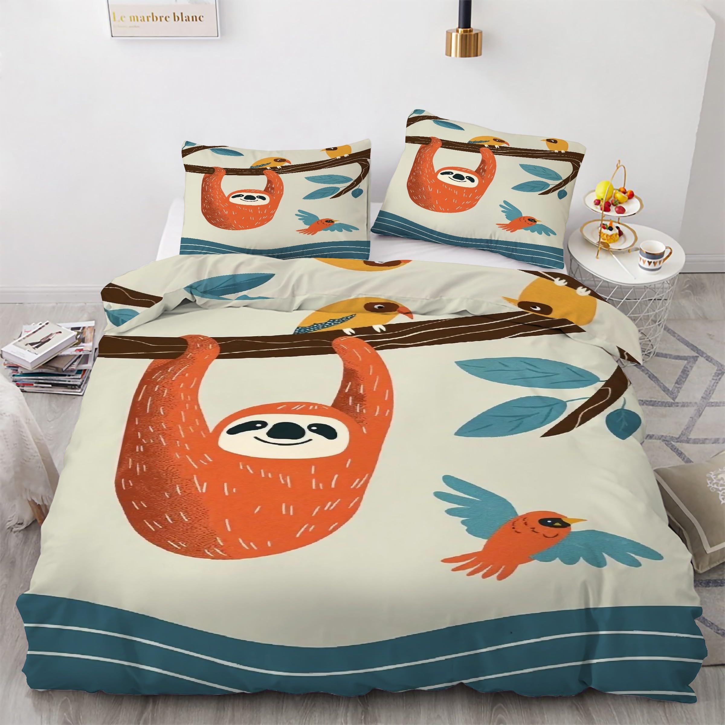 Parure de lit 90x190 paresseux avec fermeture éclair anti-glisse