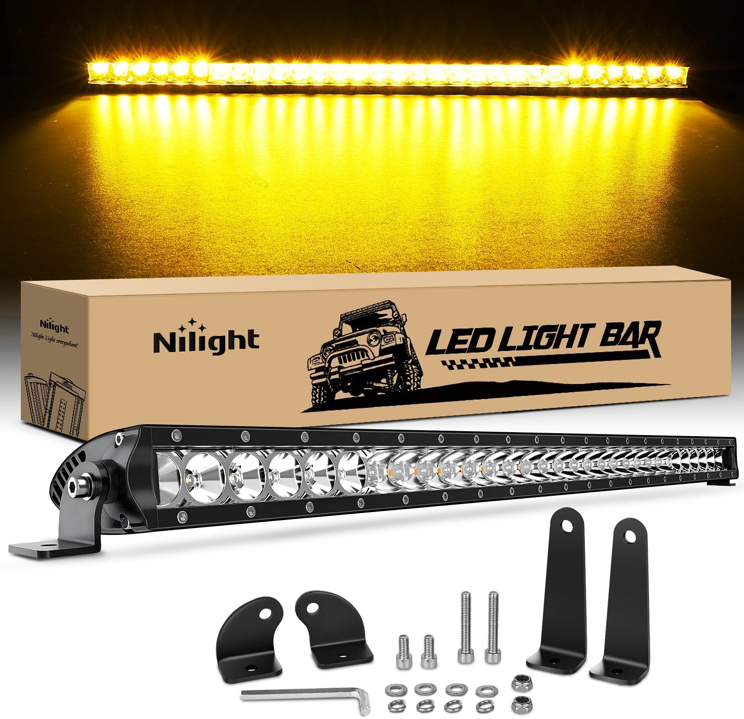 Nilight Led Light Bar Amber 31 Inch 150W Super Slim Spot