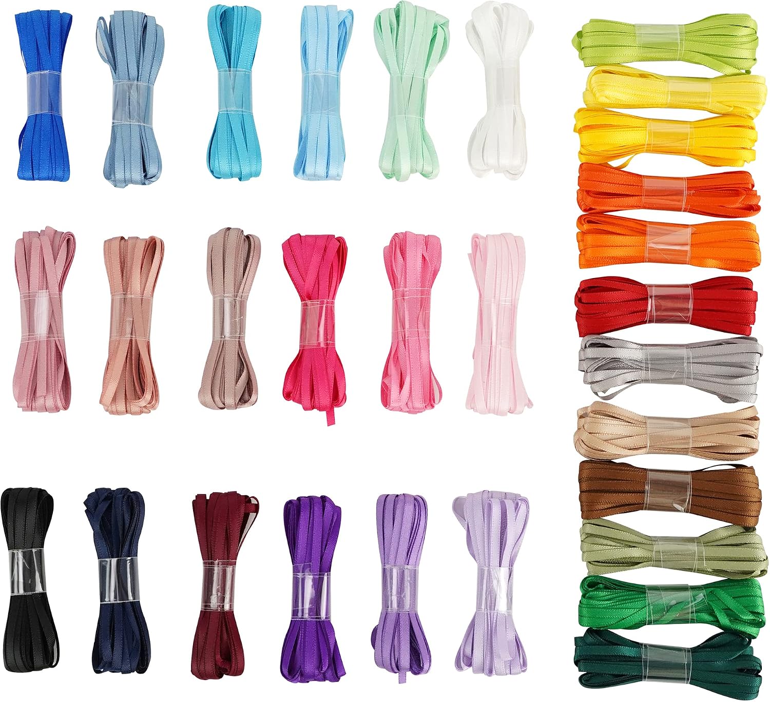 HUIHUANG 30 Colors Thin Ribbon 1/8 inch Satin Small Ribbon Assortment 180 Yards Polyester Cloth Ribbons for Crafts Gift Tags Party Decoration Christmas Gift Invitation Card Scrapbooking Sewing