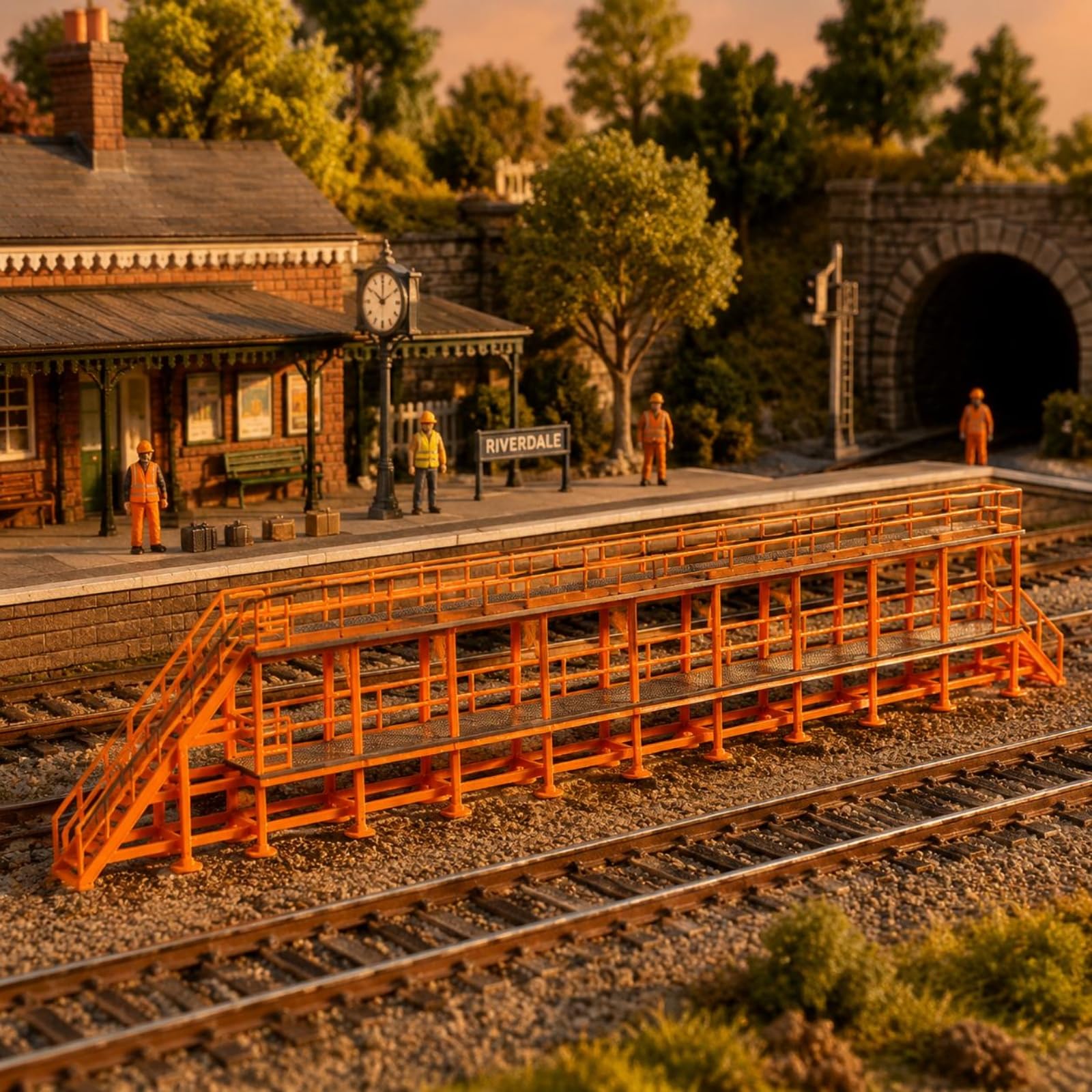 Estructura de Mantenimiento Ferroviario Realista Via Elevada de Tren Material Plástico Resistente Escena Ferroviaria para Diorama, Style to 2