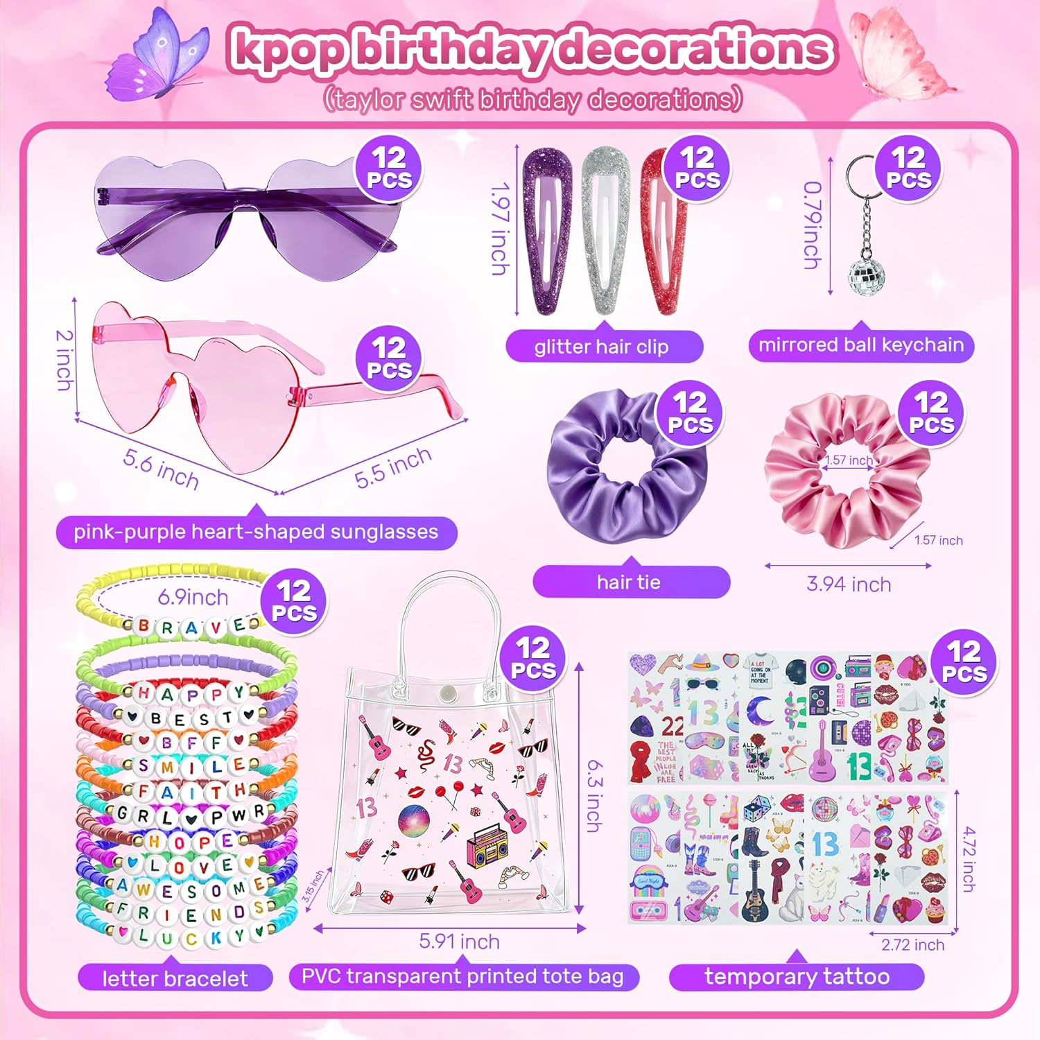 84 Pcs Kpop Party Favors Friendship Popular Singer Party Favors 12 Set Bracelet Sticker Gift Bag Hair Accessory for Girls Fans Y2K Decorations kpop music party Women Disco Fans Party - Image 2