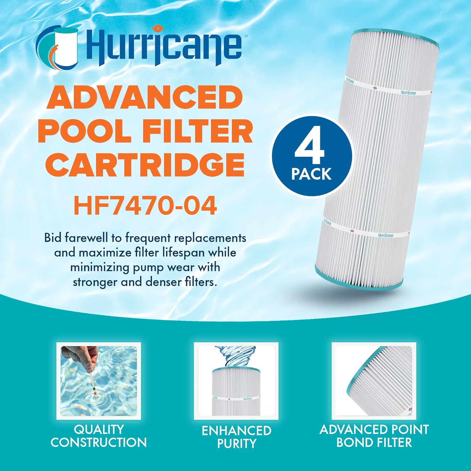 Hurricane Filters 12 Pack HF7470-04 Advanced Pool Filter Cartridge - Replacement for PCC80, Unicel C-7470, Filbur FC-1976, Pentair Clean & Clear 320 - Image 2