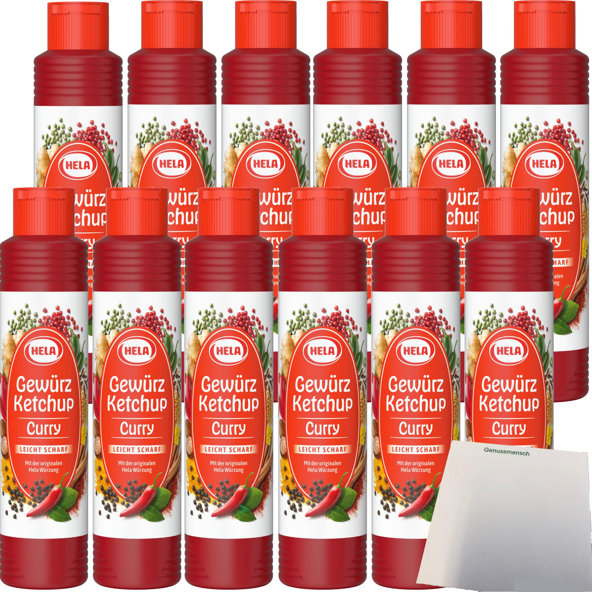 Hela Curry Gewürz Ketchup leicht scharf VPE (12x800ml Flasche) + usy Block