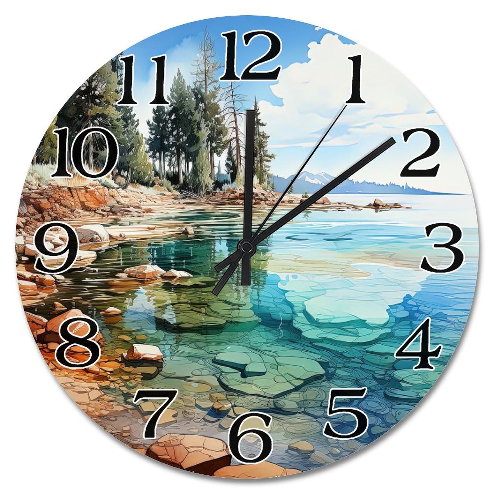 Horloge murale en pierre montre analogique 38.1 cm décoration cuisine salon