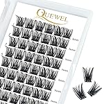 QUEWEL Cluster Lashes 72 Pcs Wide Stem Individual Lashes C/D Curl 8-16mm Length DIY Eyelash Extension False Eyelashes Soft for Personal Makeup Use at Home (honey01-C-14)