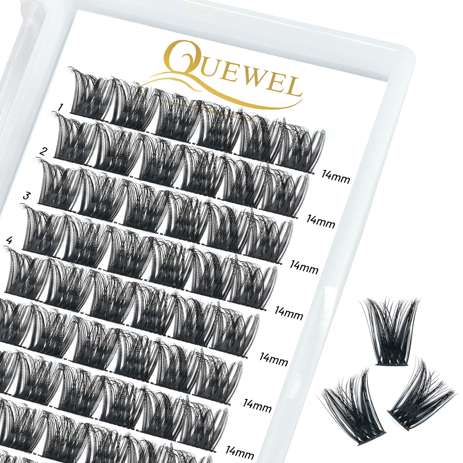 QUEWEL DIY Cluster Lashes - Individual Volume False Eyelashes, Soft & Light, Segmented, For Makeup Home Use (Honey01-D-MIX8-16mm) — view 32