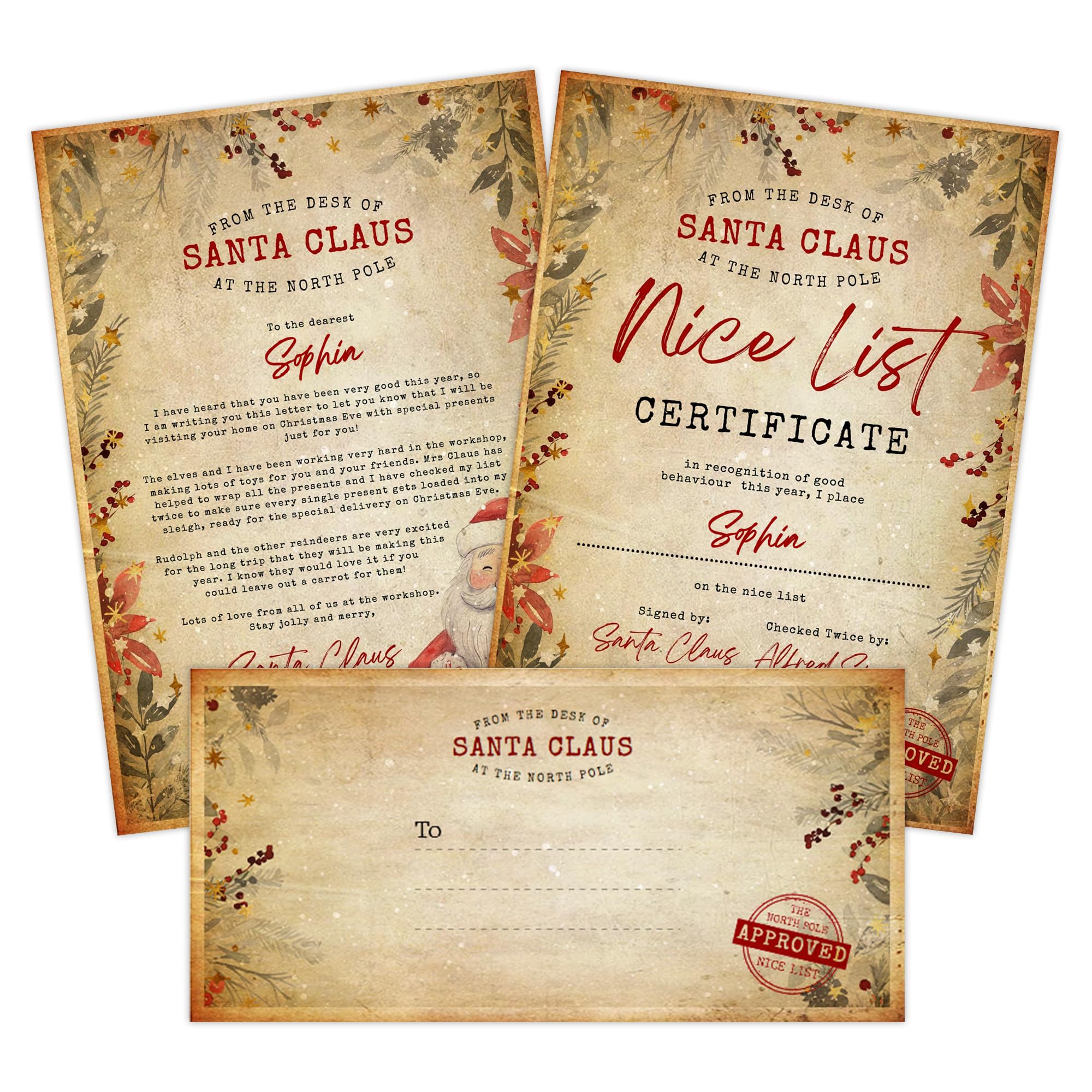 Print Maniacs Letter From Santa Merry Christmas Personalised Name Letter From Santa Claus Father Eve Box Wish To Good List Xmas Present Accessories For Girl Boys Children Grand Children