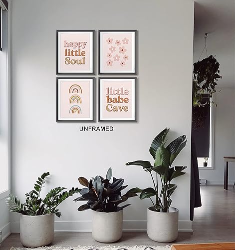 Miniatura 2 de Póster bohemio de Little Babe Cave Happy Little Soul para habitación de niños, bebés, niñas, sala de juegos, guardería, decoración bohemia de flores