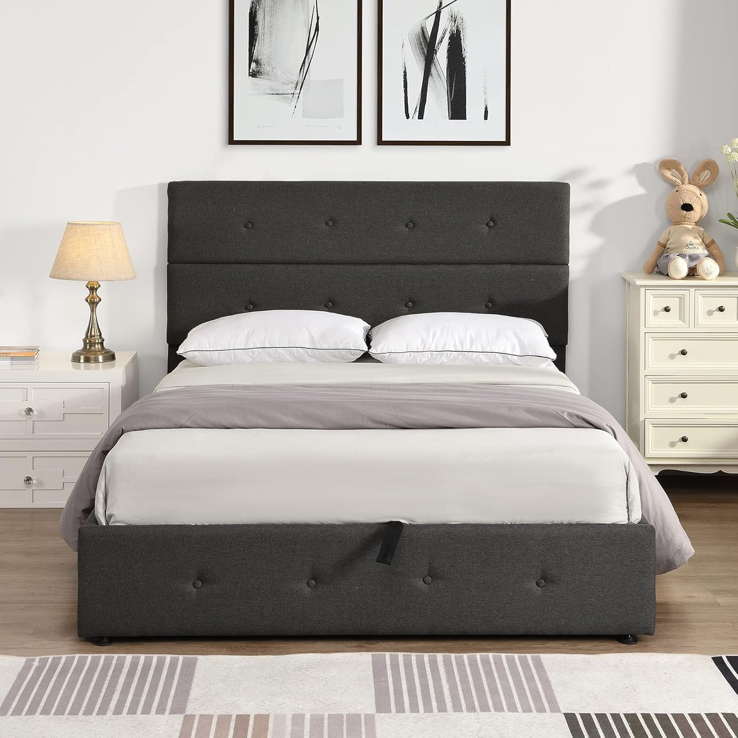 LCH Lift Up Storage Bed Full Size Upholstered Bed with