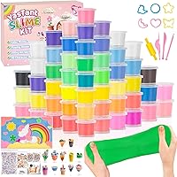YasTant 56-Pack Butter Slime Kit for Kids 3-12: Non-Sticky 32 Colors, Charms, Cutters, Tools & 4 Play Modes - Party Favors