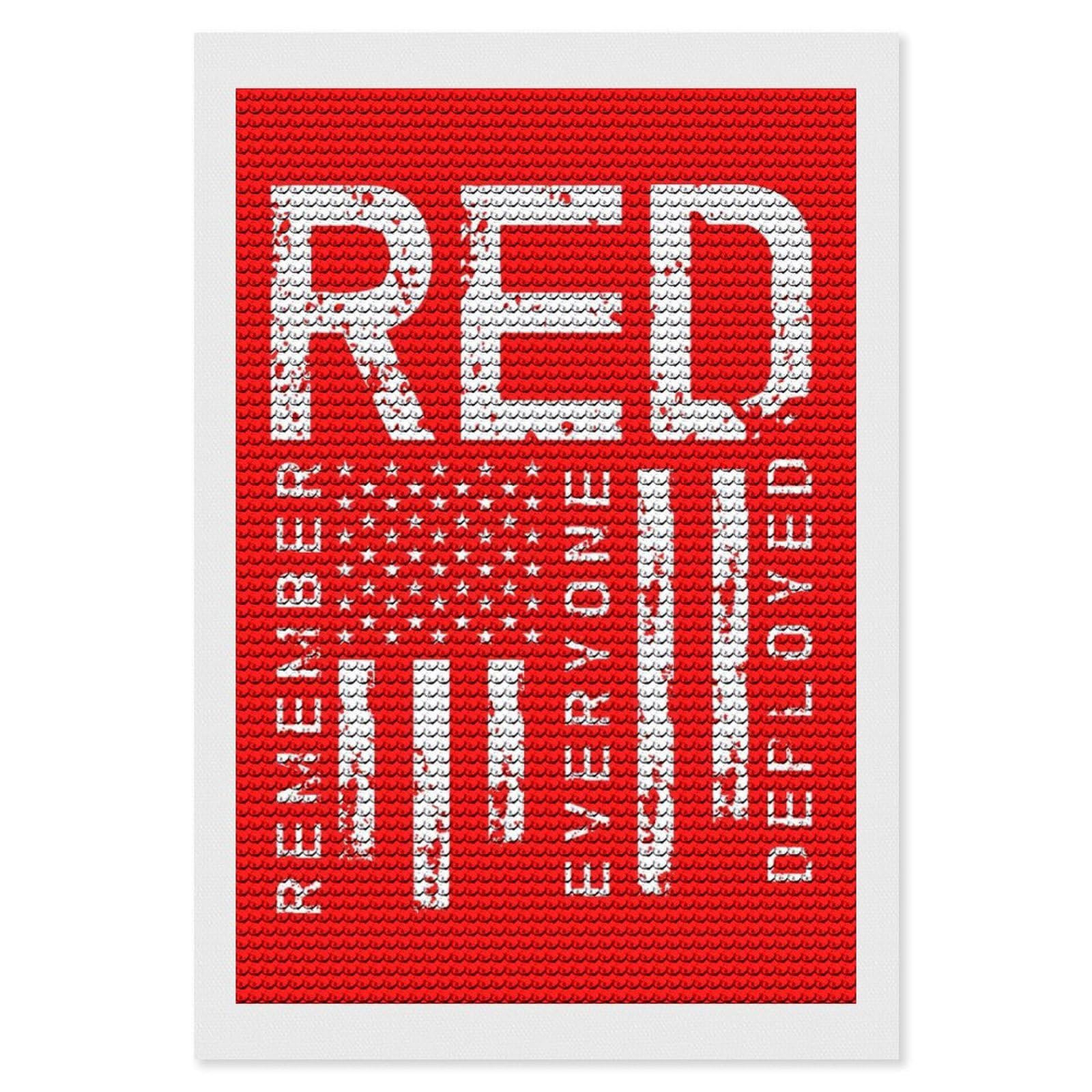 Nclqvjxzkhw Style Remember Everyone Deployed Military R.e.d Diamond Art Painting For Adult Round Diamonds Pictures Arts Crafts Home Wall Decor 8"X12"