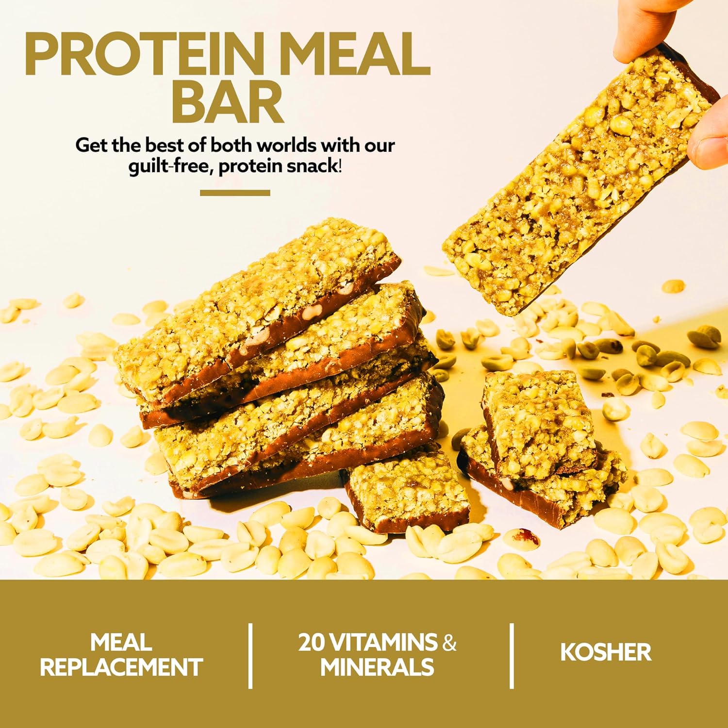 WonderSlim Meal Replacement Protein Bar, Peanut, 15g Protein, 20 Vitamins & Minerals, Gluten Free (7ct)
