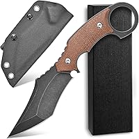 Vista 8 de C1117 Fixed Blade Knife,D2 Steel Blade +G10 Handle Outdoor EDC Survival Claw Knife with Kydex Sheaths(Black)