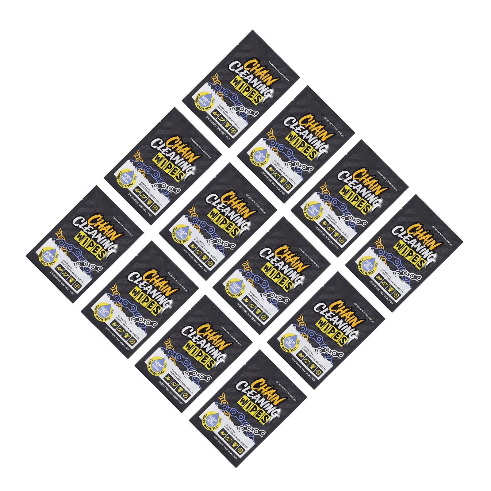 Toallitas para Cadenas de Bicicleta, 12 Uds., Empaquetadas Individualmente, Eliminación Rápida de Aceite para Marcos de Cadenas de Motocicleta, Fórmula Suave