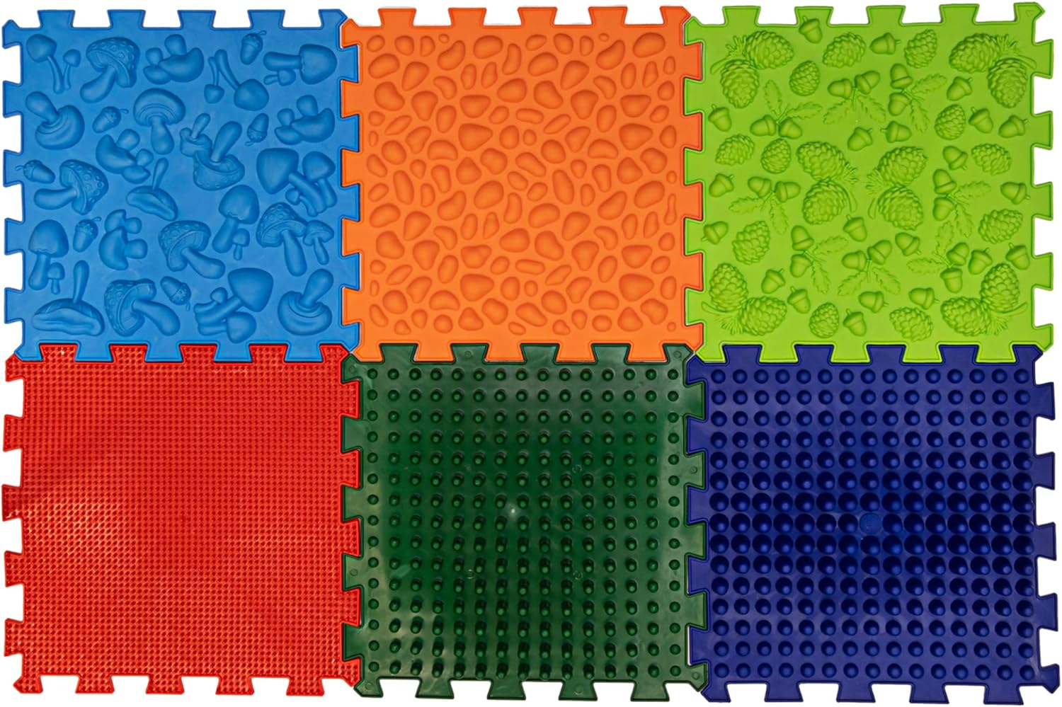 6 pcs Textured Floor Mats Sensory Puzzle Rug Carpet - Sensory Floor Tiles Mat - Orthopedic Floor Mat Massage - Sensory Mats for Autistic People (Medium)
