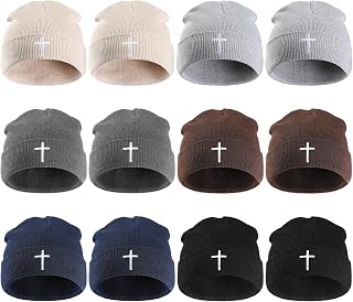 Coume Christian Cross Beanie Sombreros Donación para personas sin hogar Jesús Cuffed Skull Cap Gorros cálidos para hombres y mujeres Iglesia Regalos de invierno