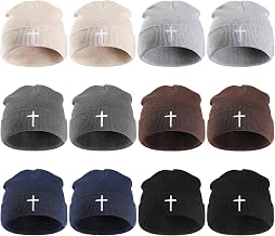 Coume Cross Winter Beanie Hats Homeless Donation Christian Cuffed Skull Cap Warm Beanies for Church Coworker