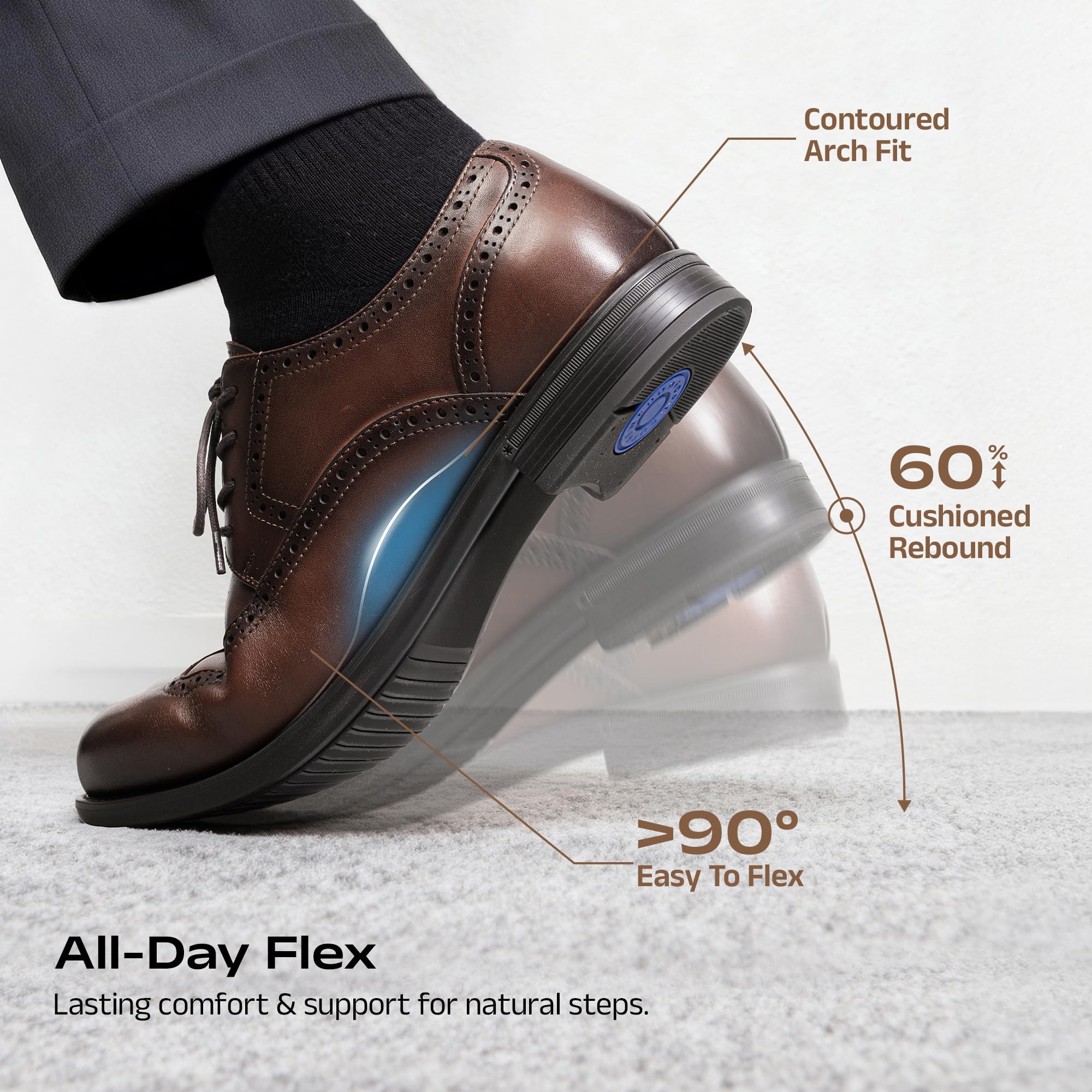 Bruno Marc Men's Brogue Wingtip Oxfords, Full Grain Leather Dress Shoes Flexible Forefoot for Work & Business Comfort Lightweight Lace Classic Formal Shoes