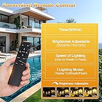 Vista 5 de 100 pies de luces de cadena solar para exteriores con control remoto, luces LED recargables por USB para patio con 52 bombillas ST38 Edison