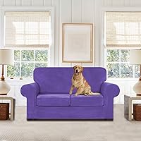 Vista 148 de WEERRW Fundas de terciopelo para sofá de 2 cojines, fundas de sofá de felpa de terciopelo de lujo de alta elasticidad, con parte inferior elástica