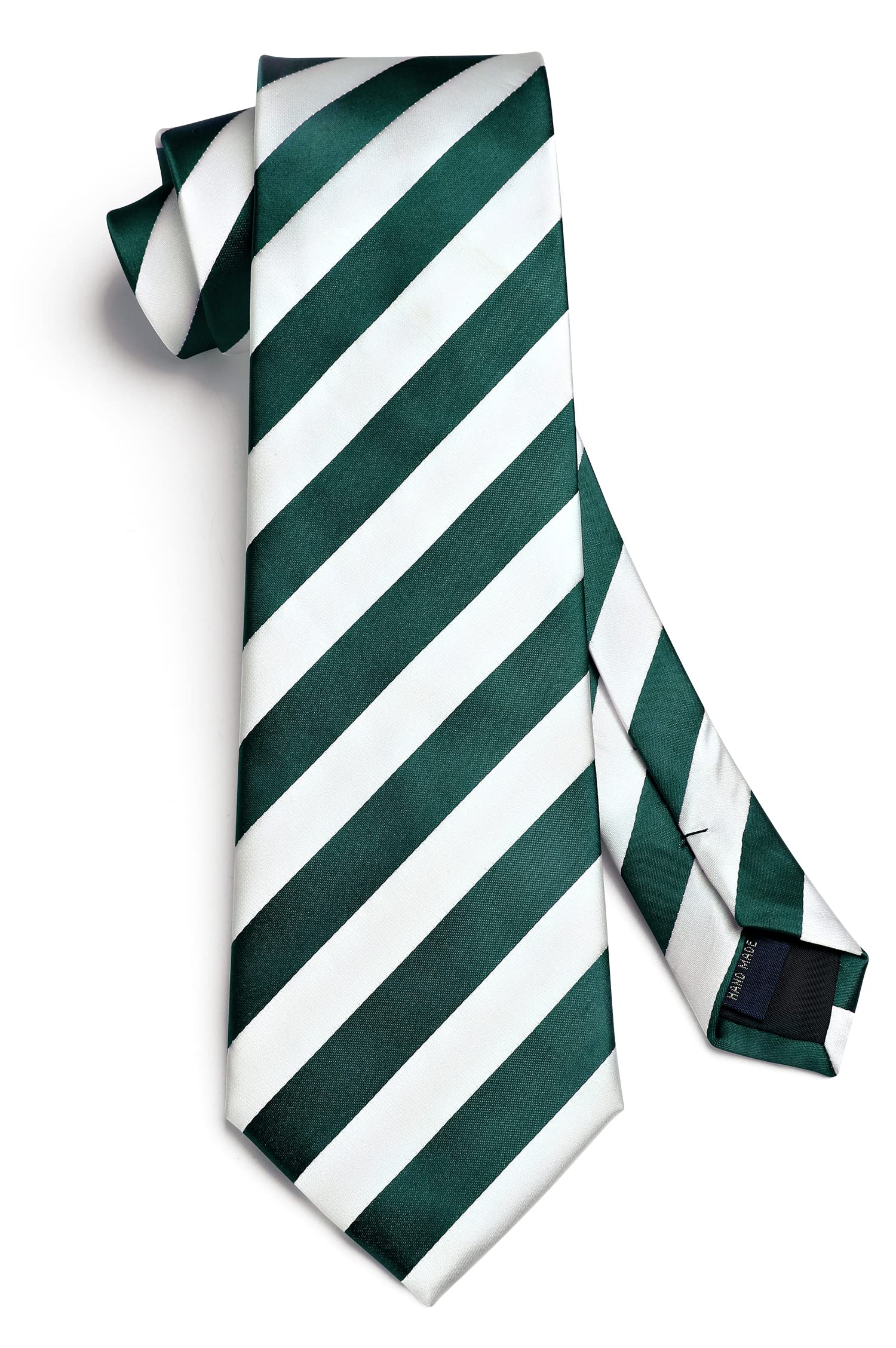 HISDERN Striped Wedding Tie Handkerchief Men's Necktie & Pocket Square Set