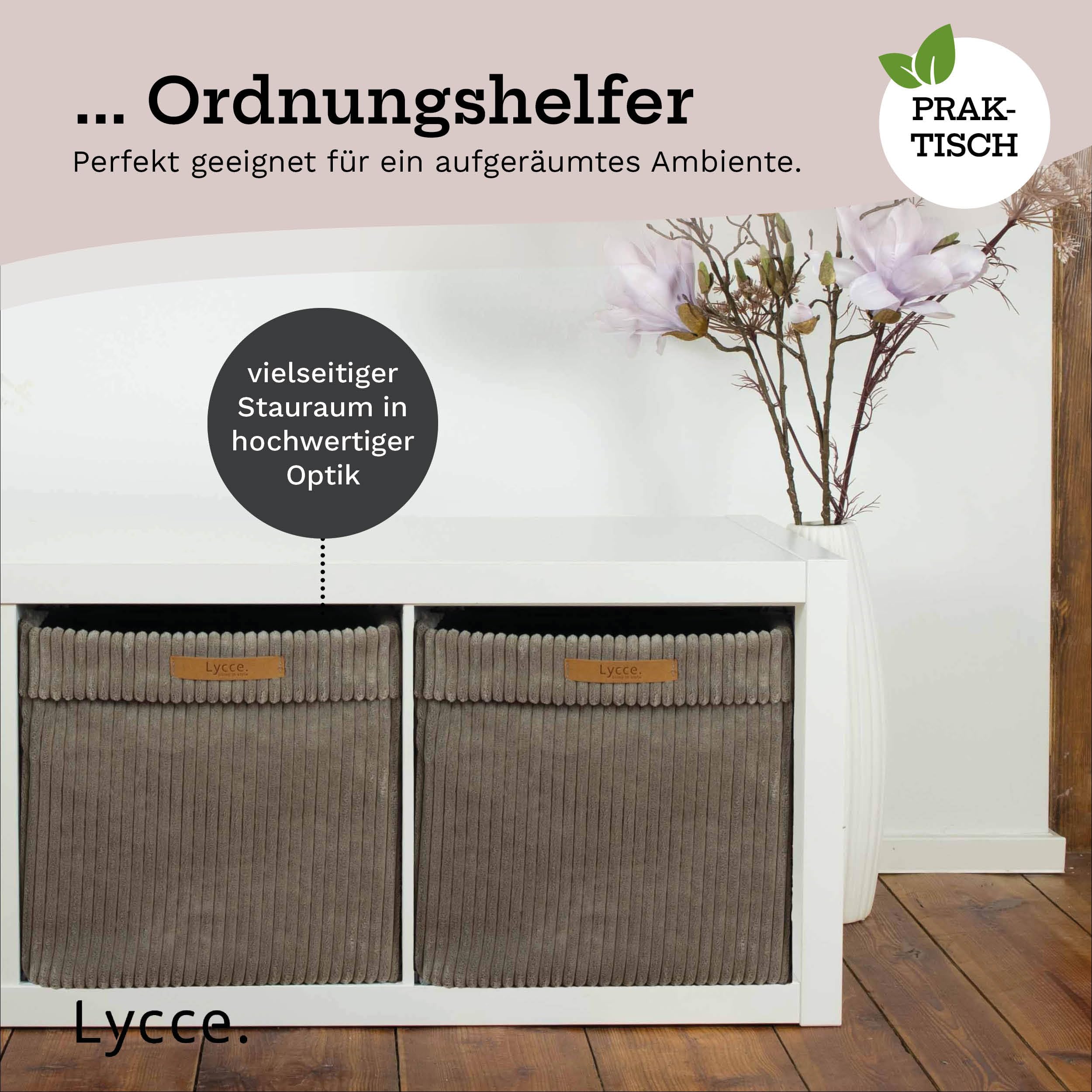 Lycce Kallax Boxen Cordstoff 4er Set, faltbar, waschbarer Cordbezug taupe