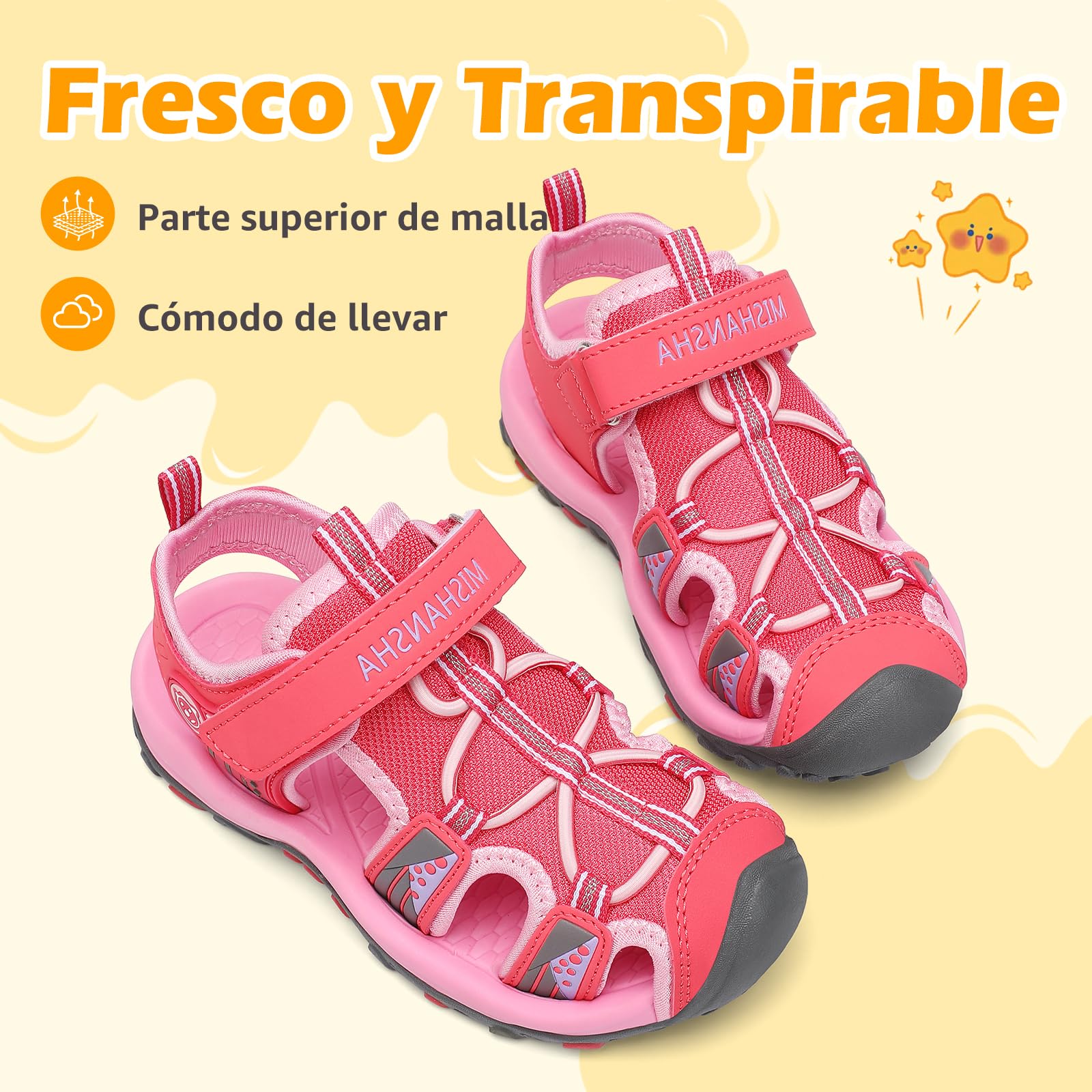 Mishansha Sandalias Niña con Puntera Cerrada Ligeras y Transpirables para el Verano,25-38