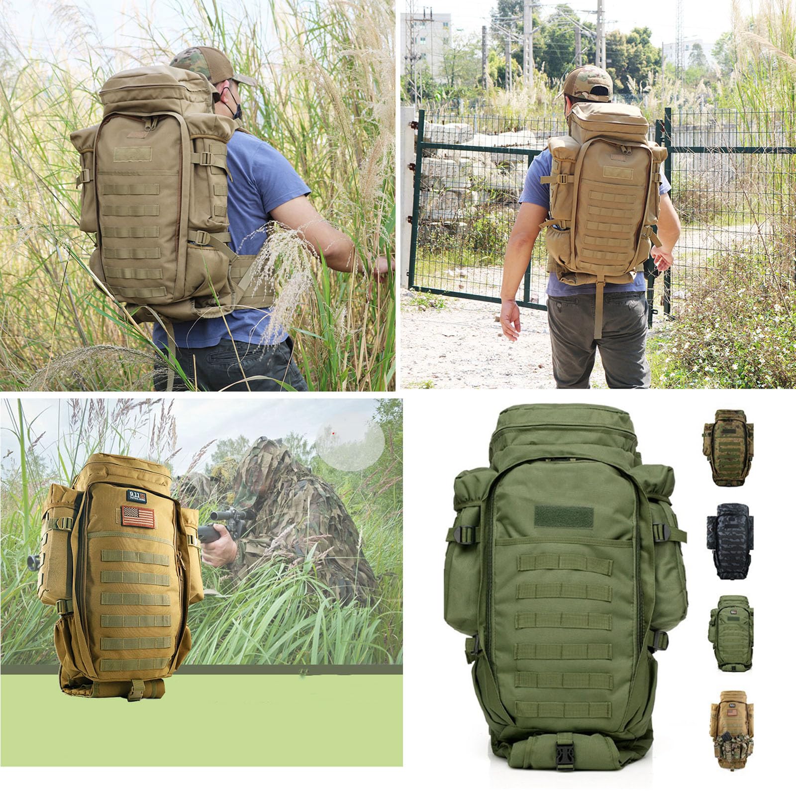 Langwaffen Airsoft Waffen Rucksack Wasserdicht Waffentasche,Taktischer Gewehrrucksack,Rucksack Militar Wanderrucksack Mit Gewehrhalter für Reisen Camping Jagd(Color:E)