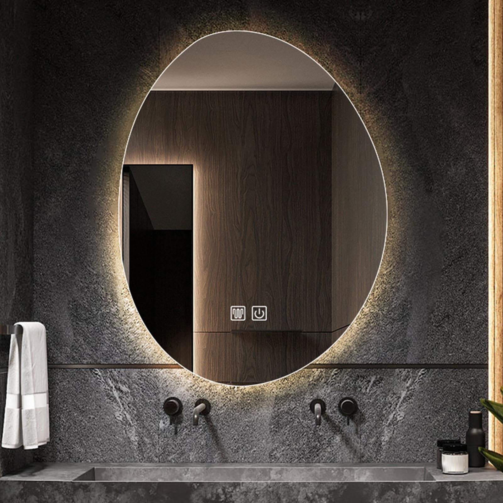 SXFSDOU LED Bathroom Mirror, Illuminated Backlit Vanity Mirror with Touch Switch, Dimmable 3000K-6000K, Anti-Fog, IP54