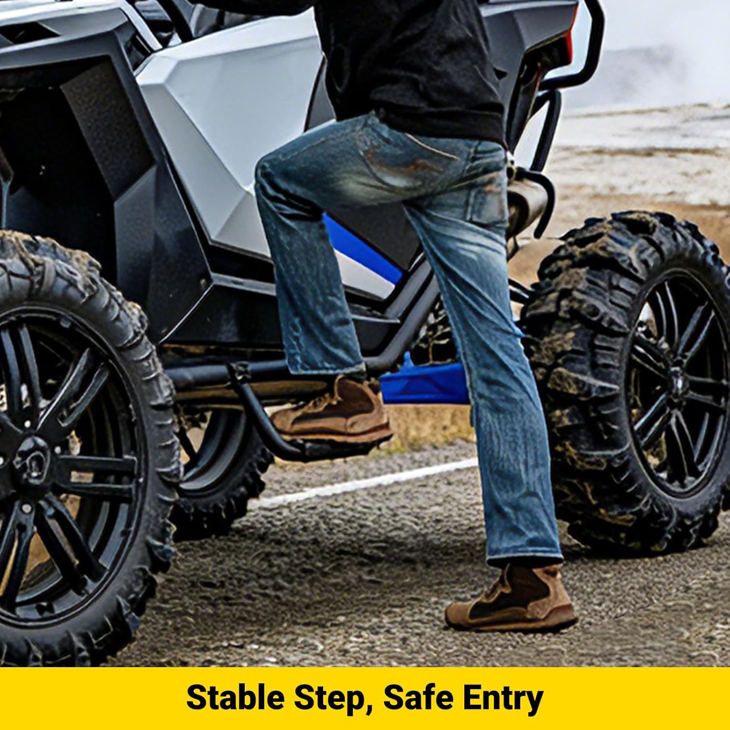 JERBOR Heavy-Duty Nerf Bar Steps for UTV, 1.75" Clamp-On No Drill Installation, Anti-Slip Steel Surface, Universal Fits for Polaris RZR, for Can-Am, for Yamaha, for Kawasaki, for CFMOTO