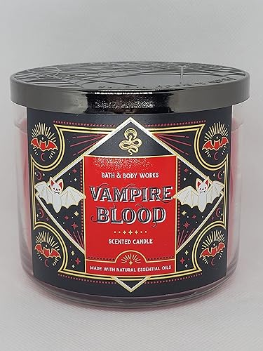 Bath & Body Works, White Barn 3-Wick Candle w/Essential Oils - 14.5 oz - 2021 Halloween! (Vampire Blood)