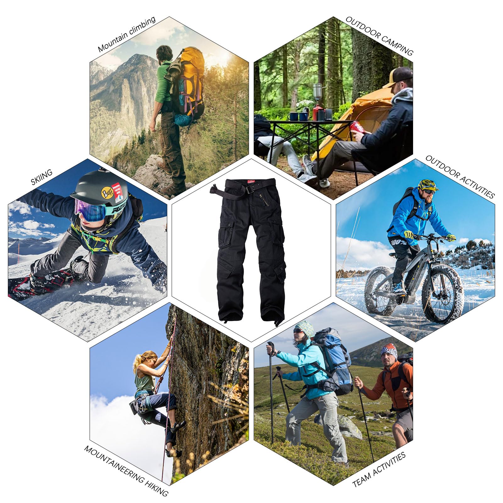 Damen Hosen Cargohose Winter Warm Baumwolle Wanderhose Multi Taschen Outdoorhose Workwear Reißverschluss Armee Militär Relaxed-Fit Trekkinghose