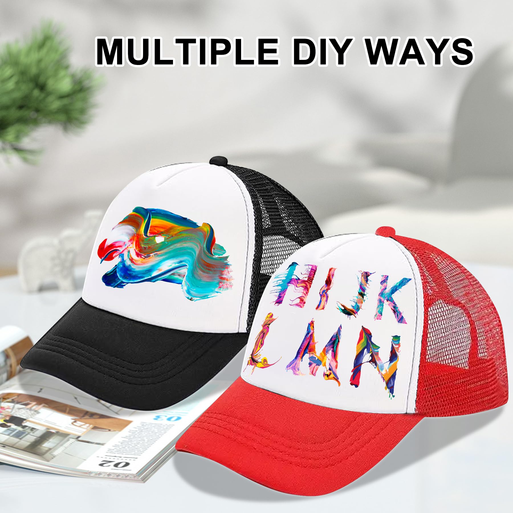 6/12 gorras de camionero a granel de malla en blanco sublimación en blanco gorras de béisbol ajustables para hombres y mujeres, 6piezas Multicolor Sombrero 6