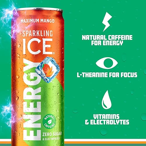 Miniatura 10 de Sparkling Ice +ENERGY Power Punch Agua con gas. Bebidas energéticas con vitaminas y electrolitos, cero azúcar, latas de 12 onzas líquidas (paquete